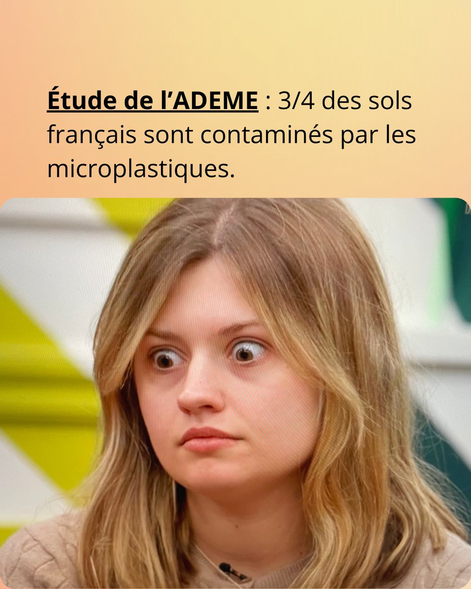 🌱 SOS nos sols ! 
📊 76 % des sols français contiennent des microplastiques (compris entre 315 μm et 5 mm appartenant majoritairement au polyéthylène). <a href="/Reporterre/">Reporterre 🌍 | Le média de l'écologie</a> <a href="/ademe/">ADEME</a>