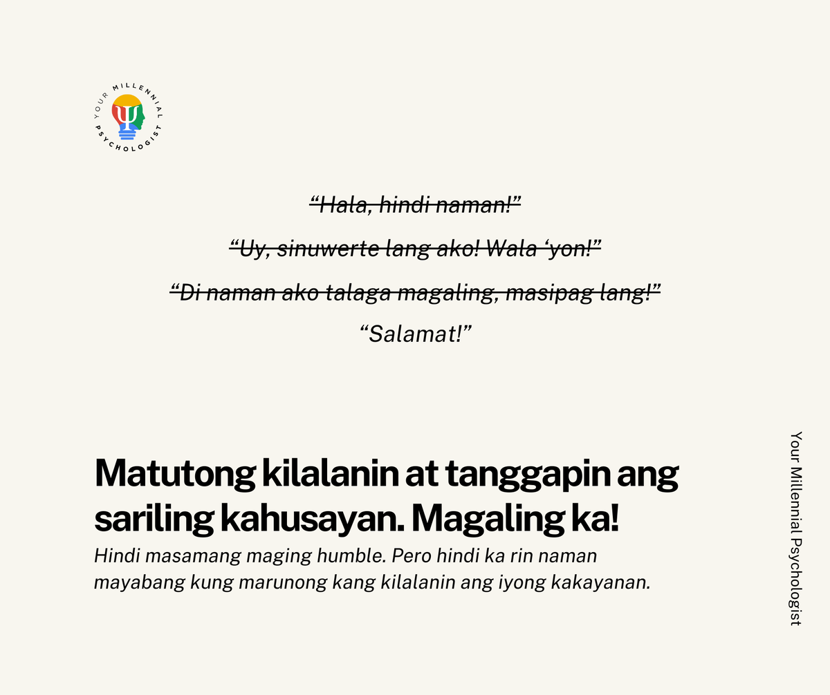 Kung nakikita nila 'yon sa'yo, kilalanin mo rin. Magaling ka, maganda/gwapo, at deserve mong malaman 'yon. I-normalize nating kilalanin ang kagandahan nating taglay! #ympreminder #recognizegreatness