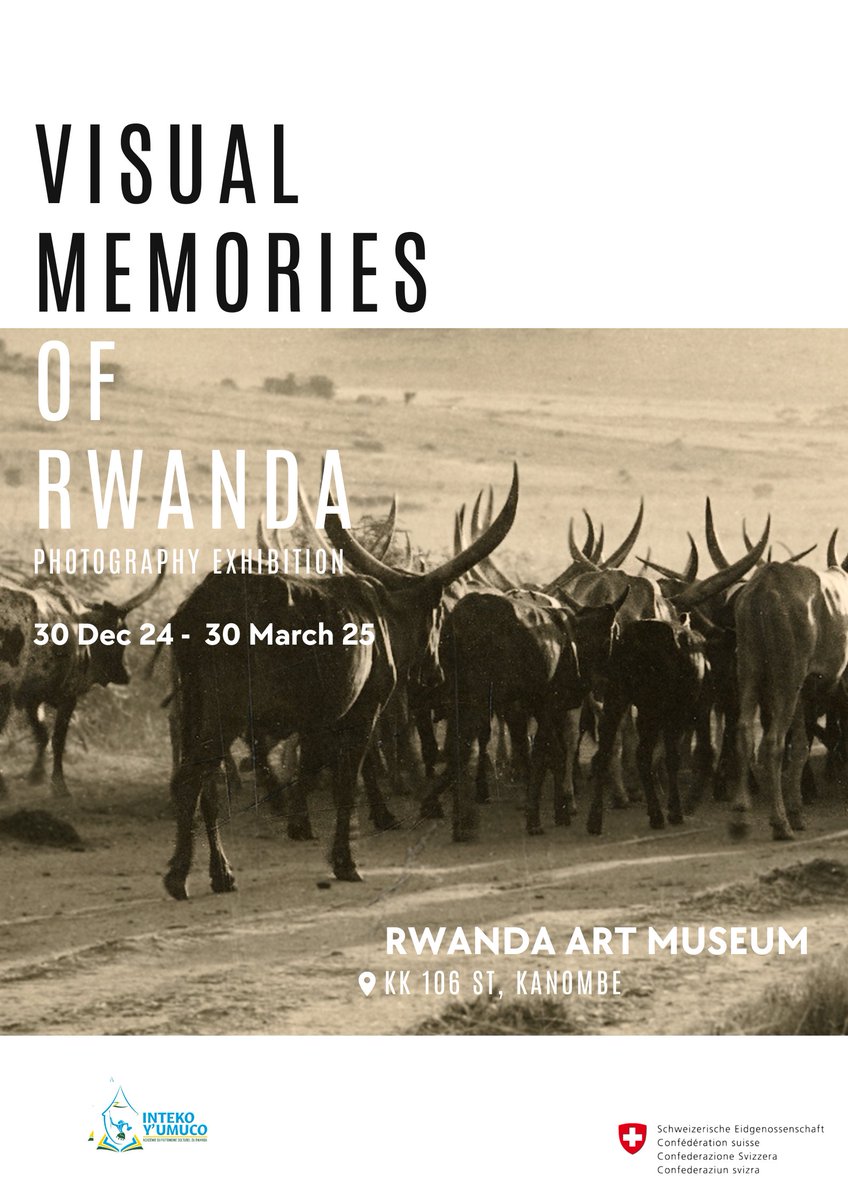 IntekoyUmuco's tweet photo. ✨ Imurika "Visual Memories of #Rwanda" ryagarutse mu Ngoro y'Ubugeni y'Ubuhanzi i Kanombe!
📅 30 Ukuboza 2024 - 30 Werurwe 2025
🕘 Buri munsi: 9h00 - 17h00
Sura umurage w'u #Rwanda binyuze mu mafoto n’amashusho yo muri 1930- 1980!
Ntuzabure!
#VisualMemories #SDCRwanda https://t.co/HcE8tQTc67