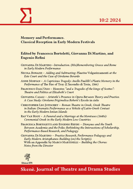 Issue 10.2 is out! skenejournal.skeneproject.it/index.php/JTDS… It features a monographic section on classical reception in early modern festivals, ranging from England to Italy, from the Netherlands to the Ionian Islands. Take a look! + As always, our miscellany and special sections