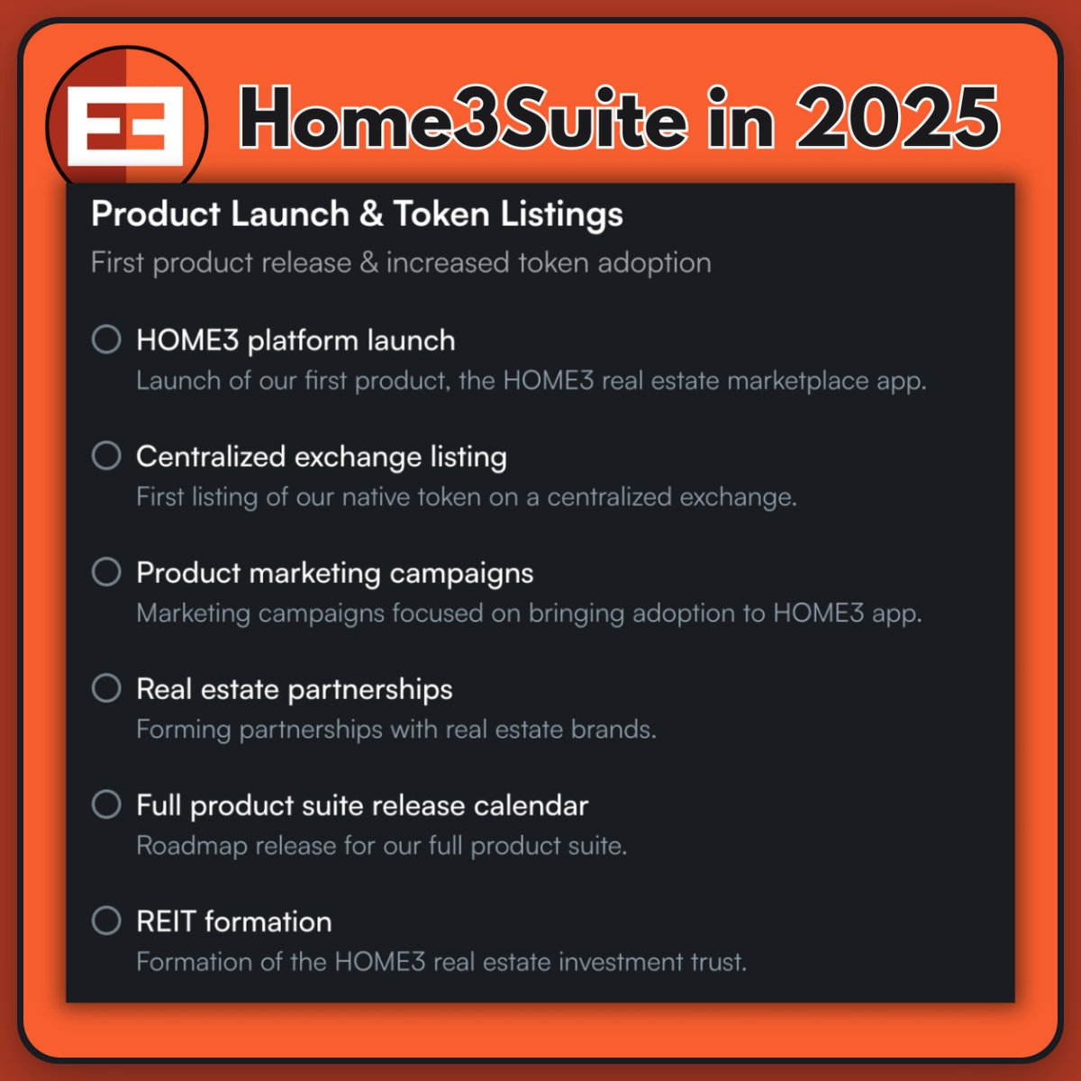 One of the key reasons to be bullish for 2025 is Product Launches. High  potential RWA Tokenization projects like @Home3Suite are coming up with  these exciting updates and campaigns after the $HTS
