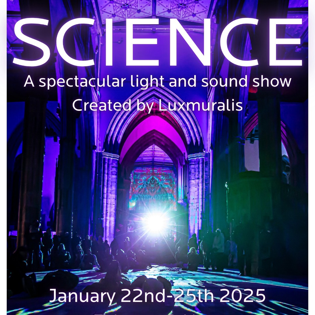 HullMinster's tweet image. Join us for the return of Luxmuralis with their stunning light and sound show, ‘Science’. 

Tickets available now via hullminster.org/science-by-lux…

#LightShow  #ExploreScience #luxmuralis #hullminsterlightshow   #LightAndSound #HullEvents #CulturalEvents #LightShowExperience