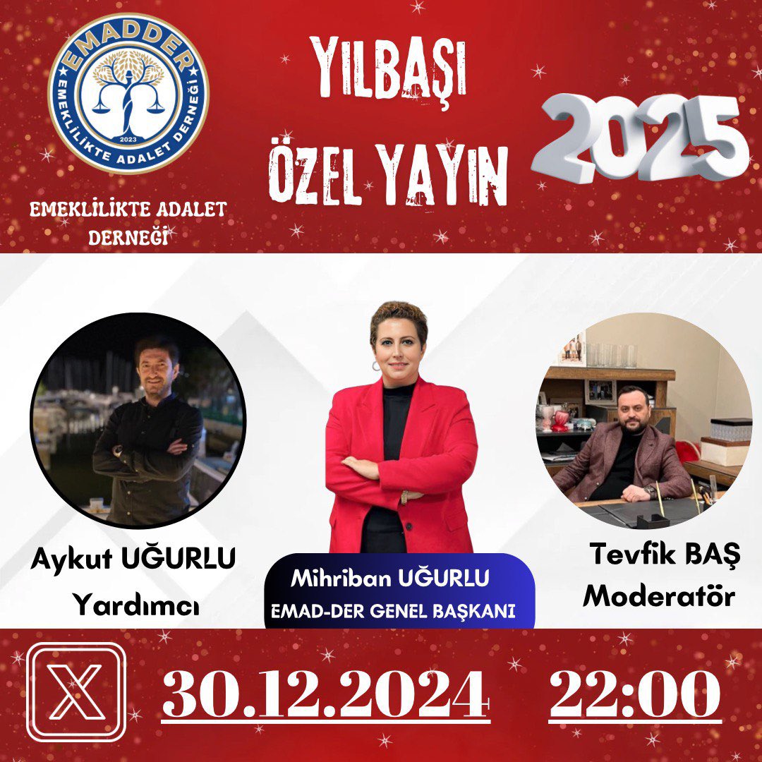 EMADDERİN SOHBETİ VAR ‼️ 🔊🔊

30.12.2024 (Bu Akşam) saat 22:00 da 
Yeni Yıl Özel Yayınımıza tüm Değerli Emadder Ailemiz başta olmak üzere herkesi bekliyoruz 🙏

Acısı ve tatlısıyla 2024 yılını uğurlarken, 2025 yılına ise büyük umutlar ve beklentiler ile giriyoruz✊

Dost