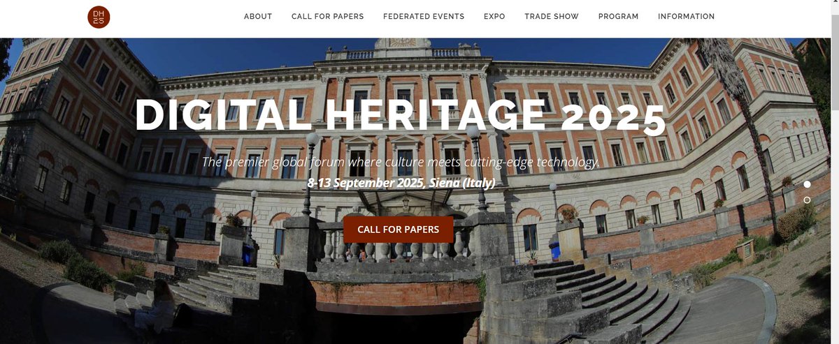 AVICOM (@faimpavicom) on Twitter photo Call for papers for #DigitalHeritage2025 conference, next 8-13 September 2025, in <a href="/unisiena/">Università di Siena</a>.
More information about the deadlines of your proposals (papers, workshops, tutorials, exhibits...) digitalheritage2025.unisi.it
#heritage #DigitalHeritage #NewTechnologies Call for papers for #DigitalHeritage2025 conference, next 8-13 September 2025, in <a href="/unisiena/">Università di Siena</a>.
More information about the deadlines of your proposals (papers, workshops, tutorials, exhibits...) digitalheritage2025.unisi.it
#heritage #DigitalHeritage #NewTechnologies