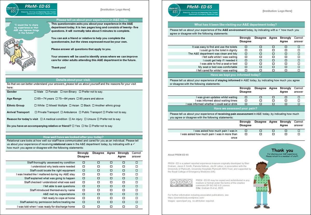 #November2024

Psychometric validation of a patient-reported experience measure for older adults attending the emergency department: the PREM-ED 65 study

"Psychometric testing demonstrates that the 25-item PREM-ED 65 is suitable for administration to adults ≥65 years old up to