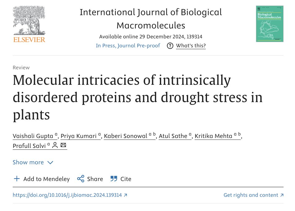 BRIC-NABI (@nabi_india) on Twitter photo Dr Prafull Salvi's lab has published a review in the International Journal of Biological Macromolecules highlighting the role of intrinsically disordered proteins in enhancing drought resilience in plants
sciencedirect.com/science/articl…
<a href="/DBTIndia/">Department of Biotechnology</a> Dr Prafull Salvi's lab has published a review in the International Journal of Biological Macromolecules highlighting the role of intrinsically disordered proteins in enhancing drought resilience in plants
sciencedirect.com/science/articl…
<a href="/DBTIndia/">Department of Biotechnology</a>