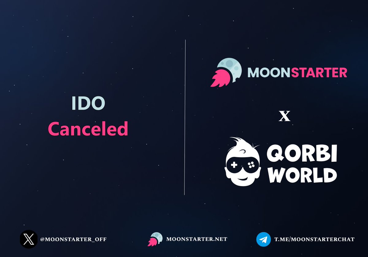 MoonStarter (@moonstarter_off) on Twitter photo Dear Community,
We are sorry to inform you that cause of lack of communication regarding the distribution of $QORBI by <a href="/QorbiWorld/">Qorbi World</a> we are forced to refund the entire allocation to our investors. The refund will be airdropped as soon as possible.
The #MoonStarter Team Dear Community,
We are sorry to inform you that cause of lack of communication regarding the distribution of $QORBI by <a href="/QorbiWorld/">Qorbi World</a> we are forced to refund the entire allocation to our investors. The refund will be airdropped as soon as possible.
The #MoonStarter Team