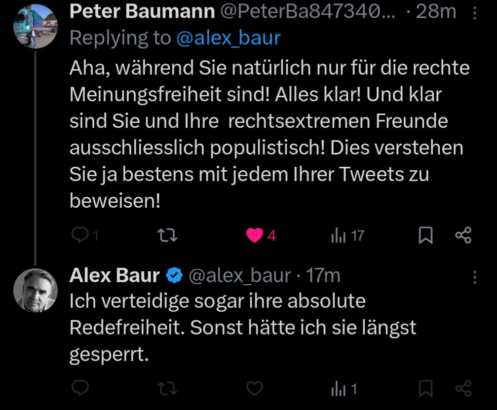 Na, ja <a href="/alex_baur/">Alex Baur</a>... Sobald man dir aufzeigt, dass du wieder schlecht recherchiert hast (wenn überhaupt), nichts von der Materie verstehst (da nie gelernt wissenschaftlich zu arbeiten) blockst du jeweils schnell. <a href="/PeterBa84734077/">Peter Baumann</a> hast du innerlich ja auch schon angezählt.