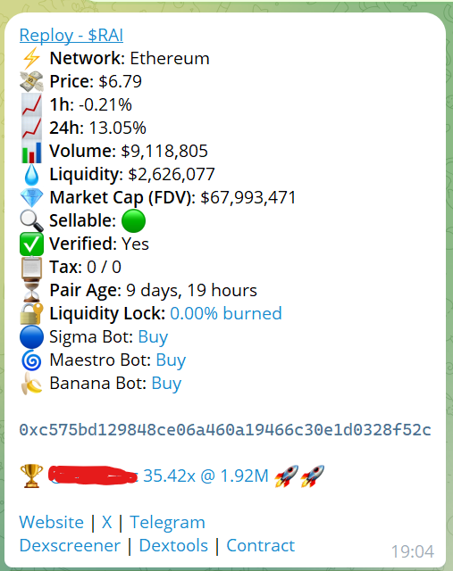 EyeonxB's tweet photo. 💸 Are you cashing in with EyeOnX Bot? 💸

$SEN 191K --> 44M (x233)
$RAI 1.92M --> 68M (x36)
$Alpha 1.64M --> 19M (x12)
$Spore 4.15M --> 44M (x11)
Join the ranks and watch your money grow! 🌟

Bot: https://t.co/0HdmUr9UFt

#TwitterGrowth #EyeOnXBot #FollowerTracker #SocialMedia https://t.co/Qkl1HveVRz