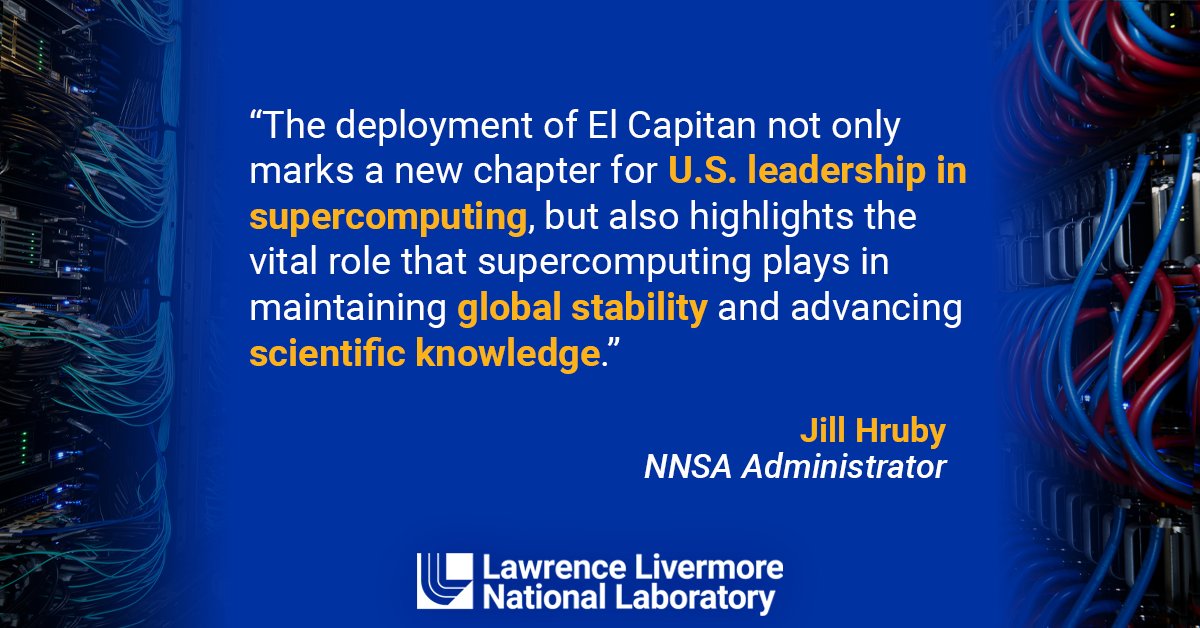 LLNL Computing (@livermore_comp) on Twitter photo Days until El Capitan dedication = 10
Learn more about #HPC in NNSA's Advanced Simulation & Computing program & check out the "How Big Is #Exascale" figure: asc.llnl.gov/exascale/el-ca…
#Computing #Supercomputing #NationalLab <a href="/Livermore_Lab/">Lawrence Livermore National Laboratory</a> Days until El Capitan dedication = 10
Learn more about #HPC in NNSA's Advanced Simulation & Computing program & check out the "How Big Is #Exascale" figure: asc.llnl.gov/exascale/el-ca…
#Computing #Supercomputing #NationalLab <a href="/Livermore_Lab/">Lawrence Livermore National Laboratory</a>