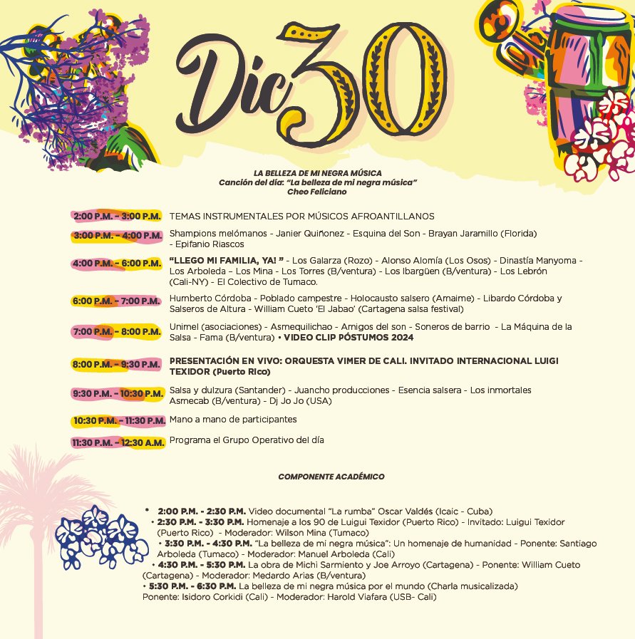 ¡ÚLTIMO DÍA DEL ENCUENTRO DE MELÓMANOS Y COLECCIONISTAS!

Prográmate para el cierre de una increíble programación con la temática 'La Belleza de mi Negra Música'. Además de que continúa nuestro espacio en el 'Jaragual'.

¡Allá te esperamos!

#LaFeriaDeCaliEsDondeDebesEstar