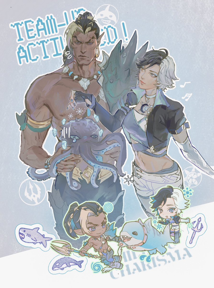 gummyyshin's tweet image. #namor #MarvelRivals #MarvelRivalsfanart #LunaSnow ❄️🔱🦈 team up