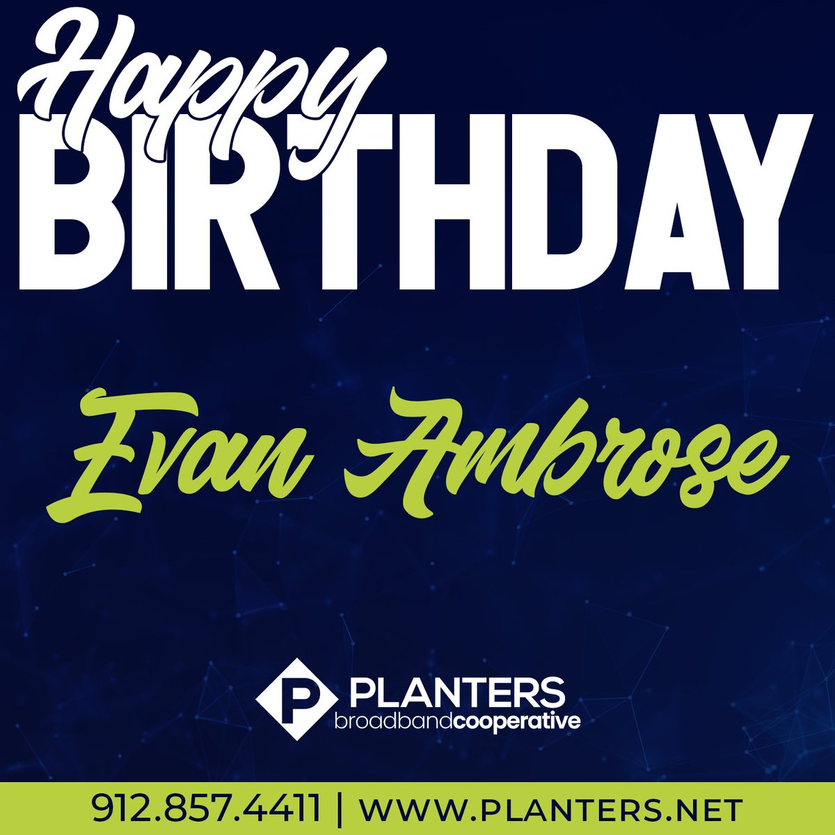 planterstelco's tweet photo. Happiest birthday to Evan Ambrose! We hope your day is filled with all the things you love and that you have a great day!

#Planters #PlantersTeam #PlantersBroadband #getconnected #stayconnected https://t.co/iVqxOOCLPh
