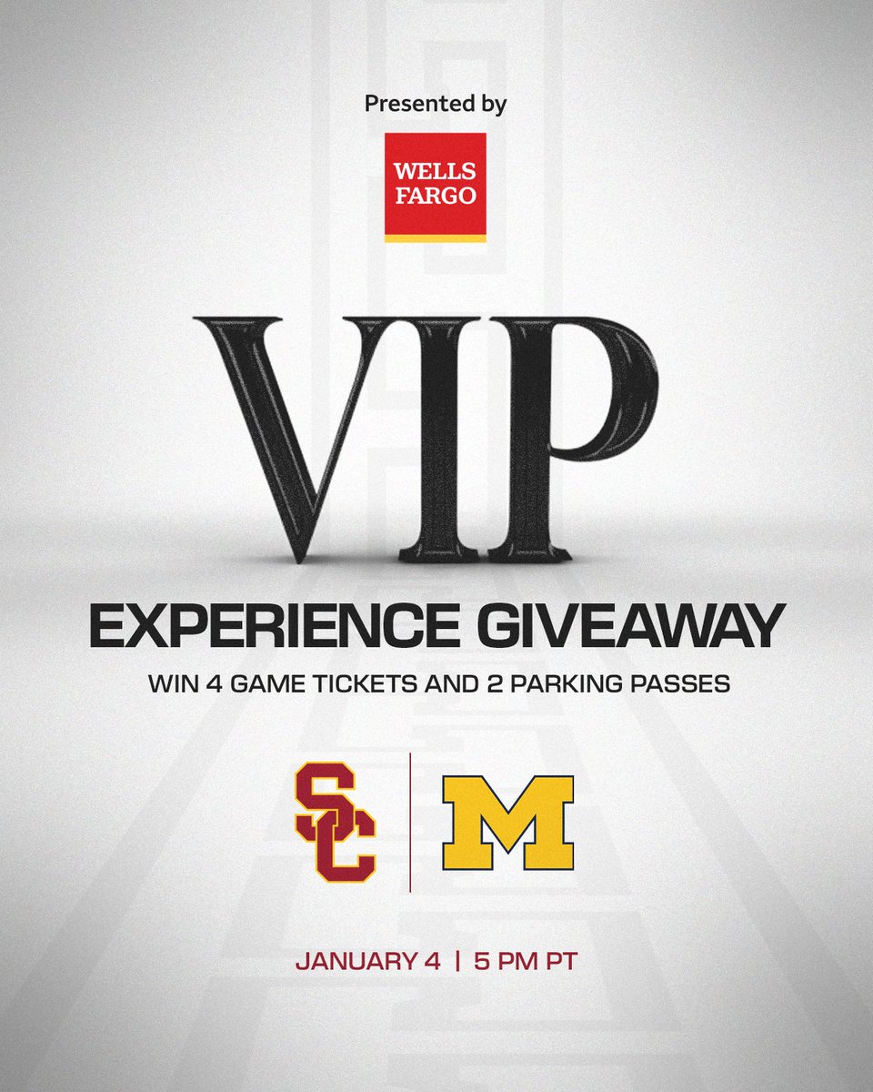 USC Men's Basketball (@usc_hoops) on Twitter photo π¨π GIVEAWAY ππ¨
Win 4 tickets + parking to Saturday's game vs Michigan, presented by <a href="/WellsFargo/">Wells Fargo</a>!
Repost for your chance to win! π¨π GIVEAWAY ππ¨
Win 4 tickets + parking to Saturday's game vs Michigan, presented by <a href="/WellsFargo/">Wells Fargo</a>!
Repost for your chance to win!