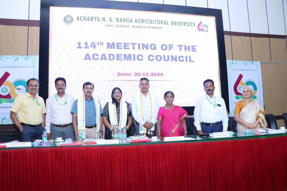 Dr. R. Sarada Jayalakshmi Devi, Hon'ble Vice-Chancellor ANGRAU inaugurated and addressed 114th Academic Council Meeting along with University Offices and Advisory guests at Krishna Auditorium, Lam, Guntur on 30-12-2024
