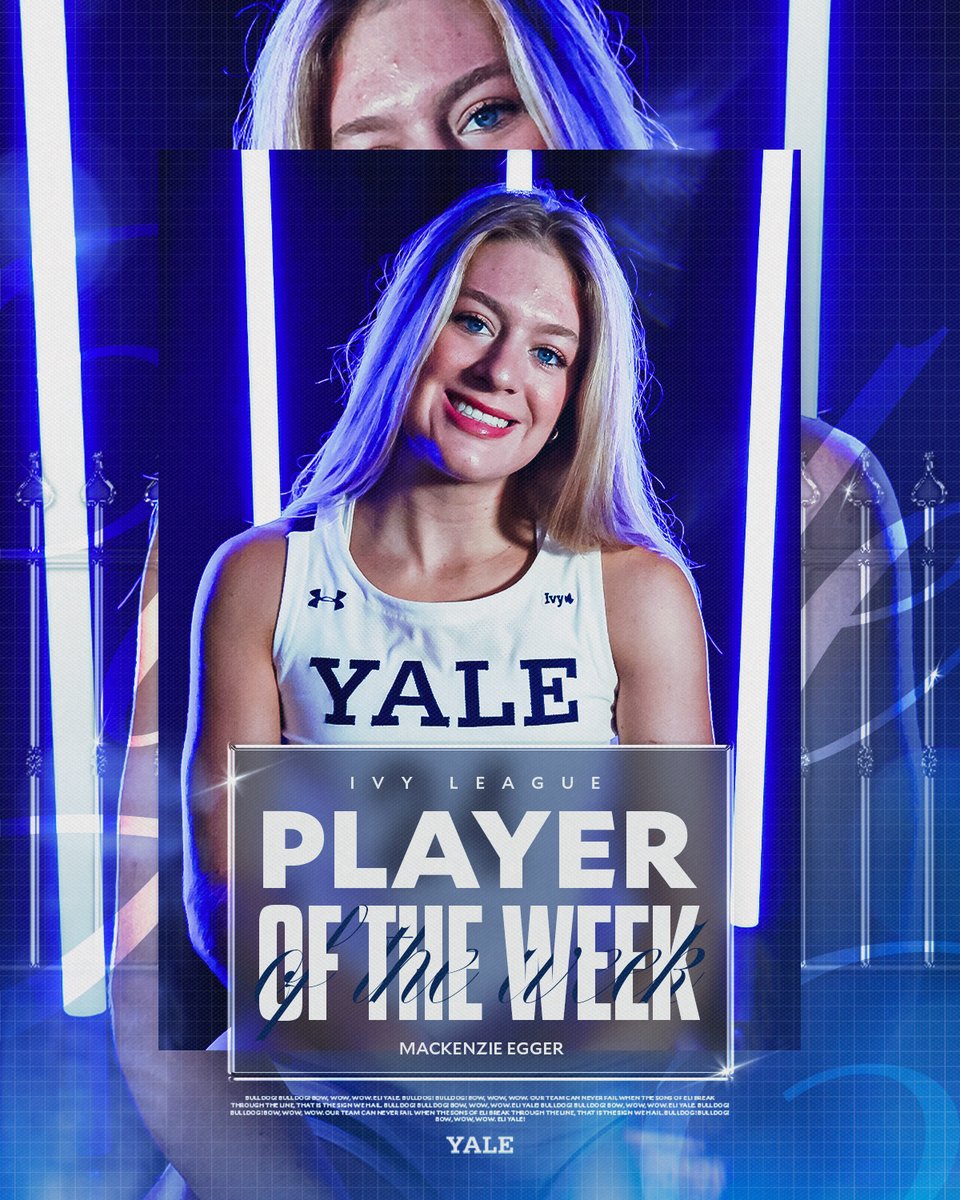 YaleWBasketball's tweet photo. 👏 Congratulations to @IvyLeague  Co-Player of the Week Mackenzie Egger! She led us with 25 points, 11 rebounds, five steals and four blocks Sunday vs. Boston University.

READ ➡ https://t.co/8mtqsn5KFU

#ThisIsYale https://t.co/paIhoMySAV