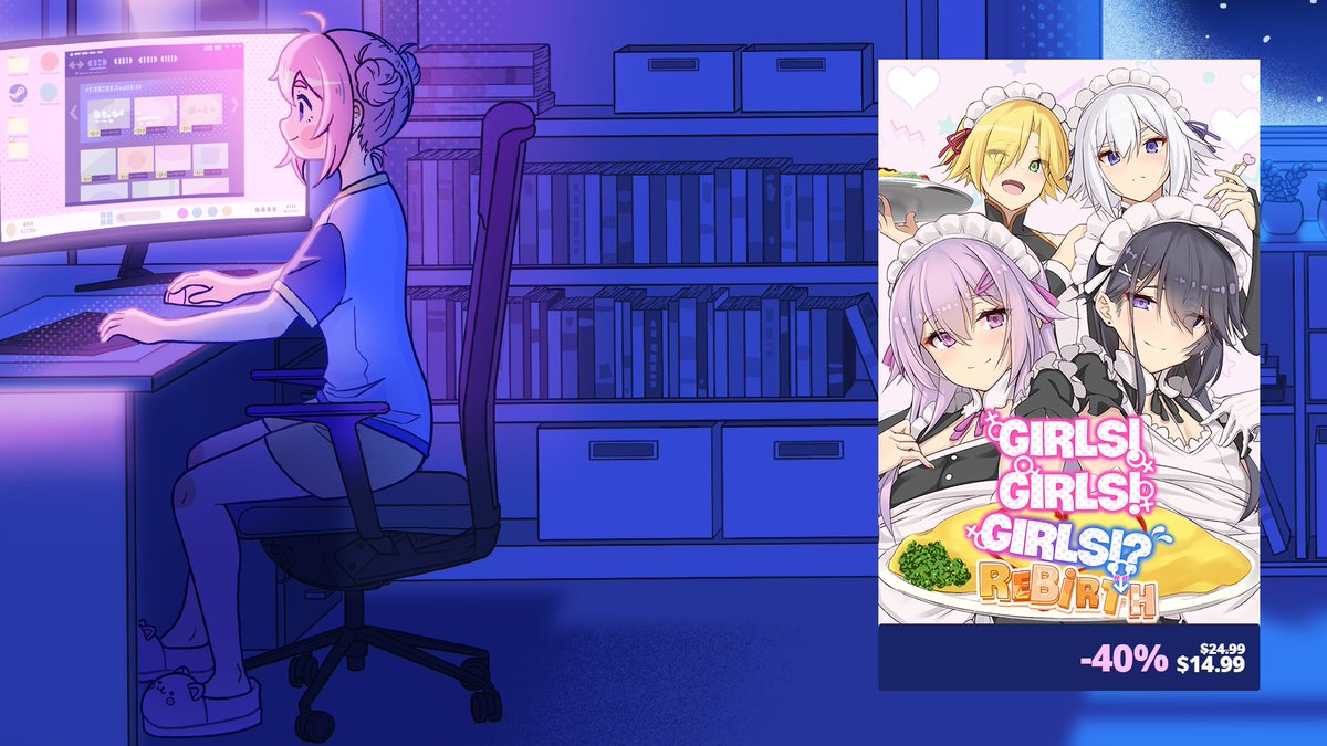 myosuki's tweet image. Only 3 Days Left! ⏰
Don’t miss your chance to grab Girls! Girls! Girls!? on Steam at a whopping 40% OFF—our deepest discount ever!
Experience the heartwarming romance, crossdressing fun, and unforgettable characters before the sale ends: store.steampowered.com/app/1412310/Gi…
#visualnovel