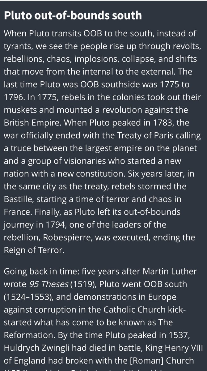 stumbled across this Astro.com article by Roseanne Finn on Pluto out-of-bounds.. 

Transitting Pluto will begin its next journey OOB in August 2025, ending November 2036. Will definitely be paying close attention 🧐 

astro.com/astrology/aa_a…