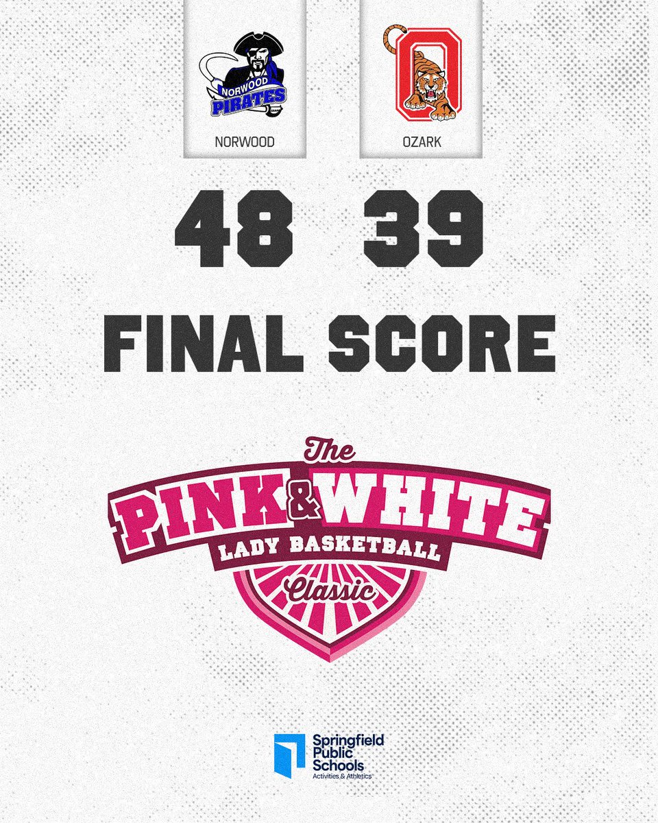 PinkandWhiteLC's tweet photo. 🏀 Game Update! Another thrilling matchup at the Pink and White Lady Classic Basketball Tournament!

Final Score: Norwood🏆 48 vs. Ozark 39.

What an incredible effort by both teams! Stay tuned for more updates as the tournament continues! 💪🔥 https://t.co/8wBn7AG4lV