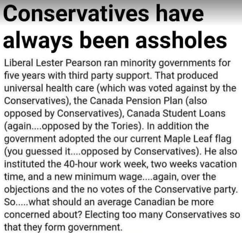 ‼️HEY CANADA‼️
Just a friendly reminder that everything Canadian that we stand for, the CONservatives voted against! EVERY. SINGLE. THING.
So if you think voting CON this year is going to improve your lives, HISTORY says otherwise! <a href="/PierrePoilievre/">Pierre Poilievre</a> lies! #cdnpoli #cdnpolitics