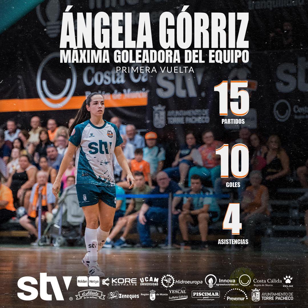 🎯𝗠𝗔́𝗫𝗜𝗠𝗔 𝗚𝗢𝗟𝗘𝗔𝗗𝗢𝗥𝗔 

<a href="/AngelaGorriz/">Ángela.</a> ha sido la máxima goleadora del equipo en la primera vuelta de la #PrimeraIberdrolaFS.

#STVRoldan