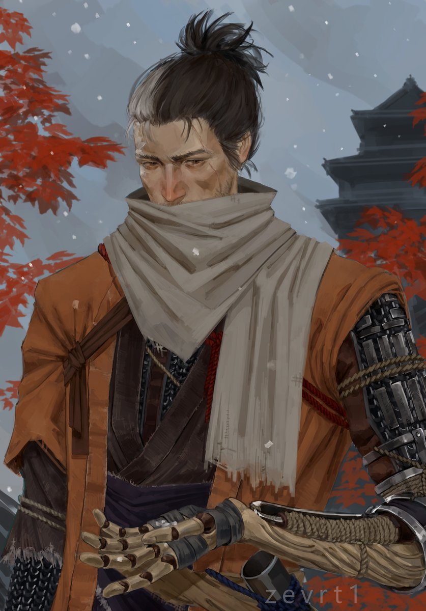 Nippemeow's tweet image. Ok one more fanart for 2024 👁👁, that's the last one for sure :0 #SEKIRO #fanart