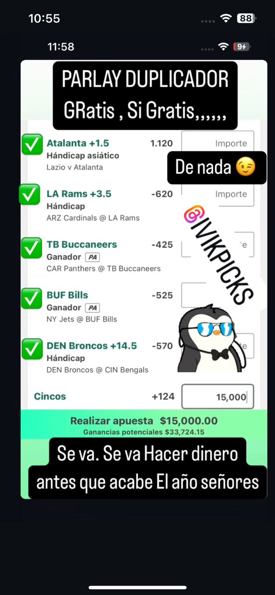 IvikPicks's tweet image. SE HIZO EL PARLAY DUPLICADOR 
SEÑORES