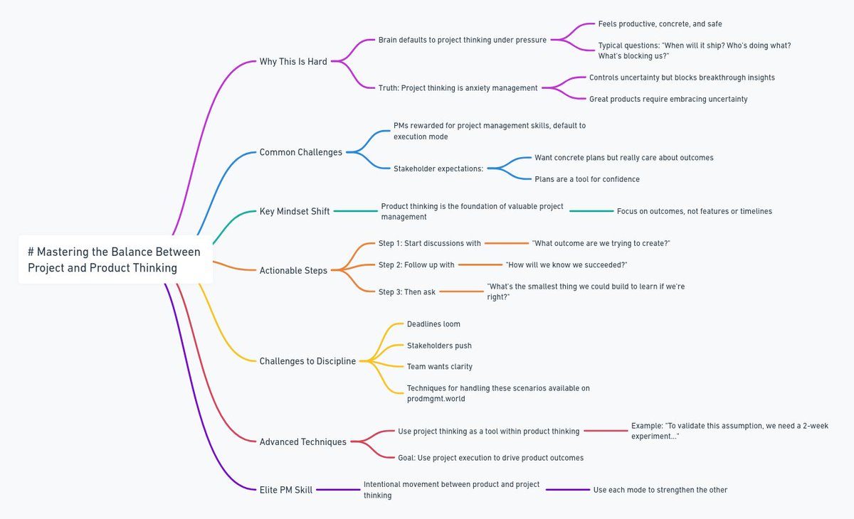 Most "project vs product" advice misses the point entirely.

It's not about choosing one over the other.

It's about knowing when to toggle between these modes - and how to do it without losing momentum.

A thread on mastering this essential PM skill ⚡️
