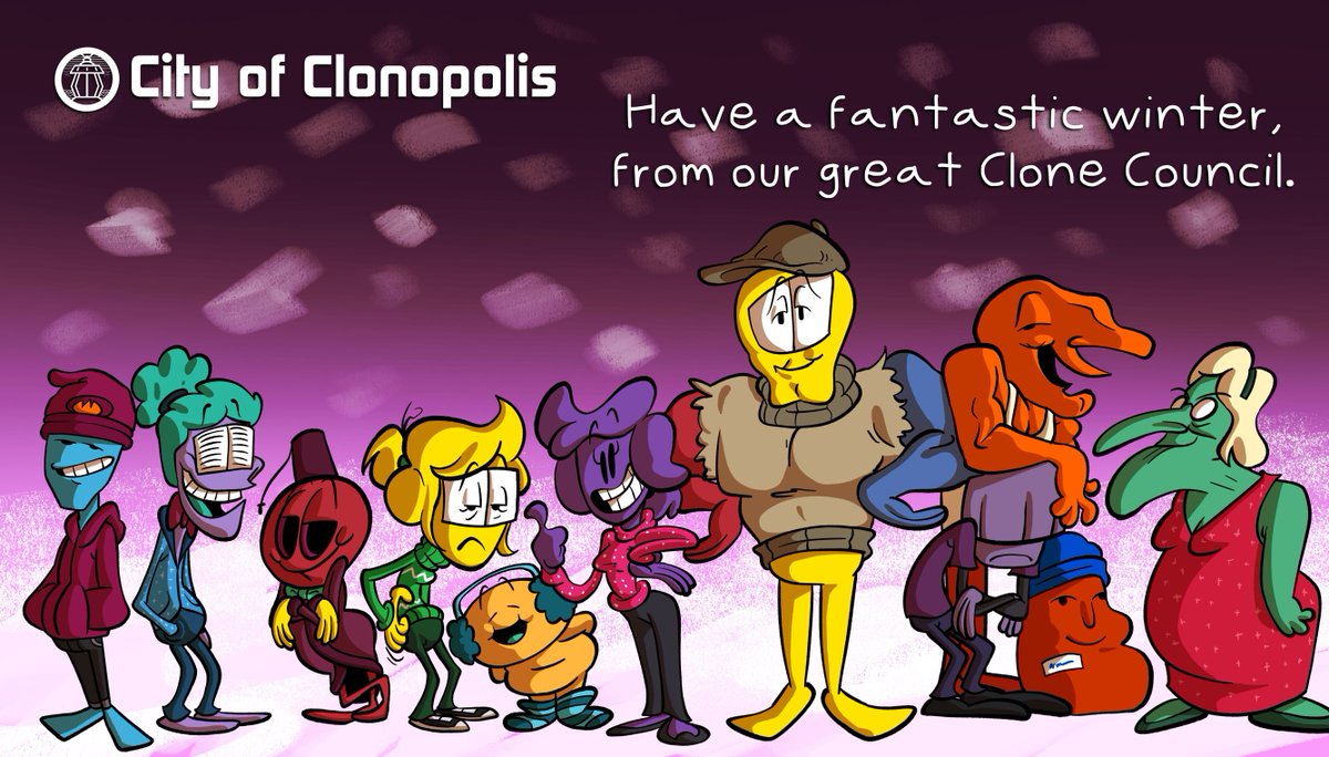 Hope you all have a warm and happy Winter! From our clone council, to yours. ❤️❄️☃️ #boysc204

(Art by <a href="/dootdoote/">Doot</a>!)