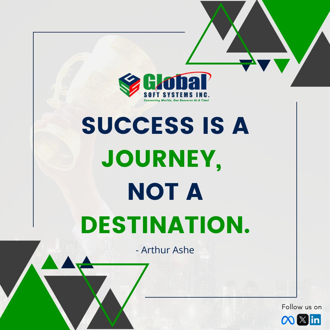 gssglobalsoft's tweet image. ✨ &quot;Success is a journey, not a destination.&quot; - Arthur Ashe  

Every step you take, every challenge you overcome, shapes your story of success. 🌟 Embrace the process, learn, and grow along the way! 🚀  

#SuccessJourney #KeepGrowing #ProgressNotPerfection #MondayMotivation