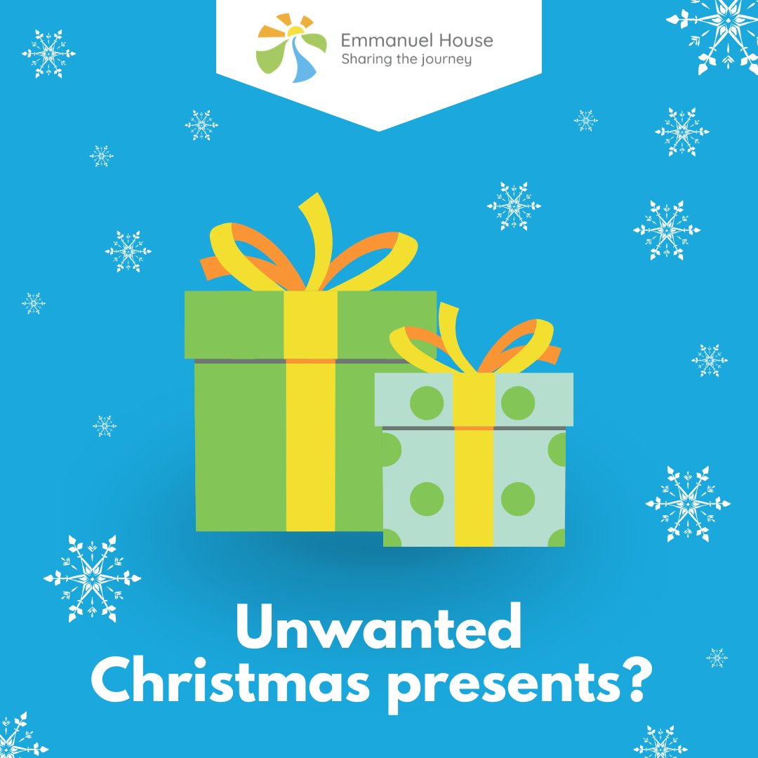 Have you got any unwanted #ChristmasPresents?

If you have any presents that aren’t quite right for you, don’t let them go to waste – you can join us in tackling homelessness by donating them to Emmanuel House. We can use them as raffle prizes or sell them in our charity shop 🎁