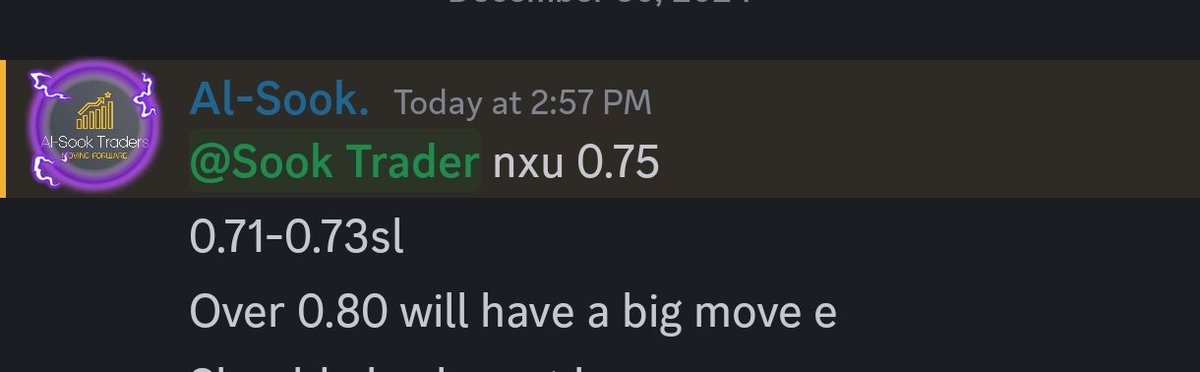 SookTraders's tweet image. $nxu MAA Shaa Allah the only alert sent to group today and banked over 100% can't really complain alhamdullilah.