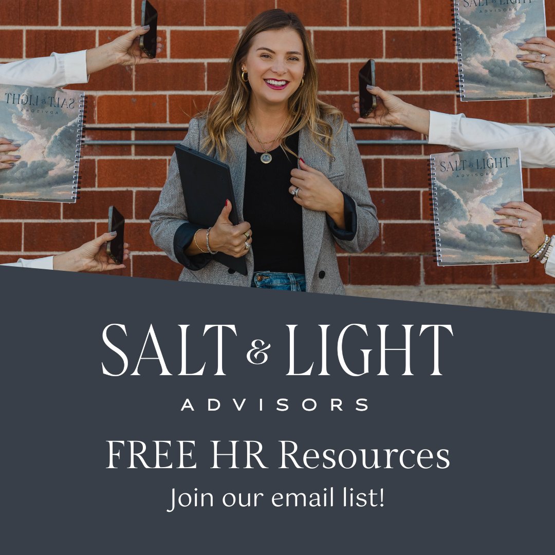 Saltandlightmo's tweet image. 🌟 Are you on our Salt &amp;amp; Light Advisors email list? Don’t Miss Out on FREE HR Resources! 

👉 Sign up now and start transforming your HR approach today: saltandlightadvisors.com/contact

Let’s build stronger teams together! 💼✨

#HRSolutions #LeadershipDevelopment #SmallBusinessSuccess