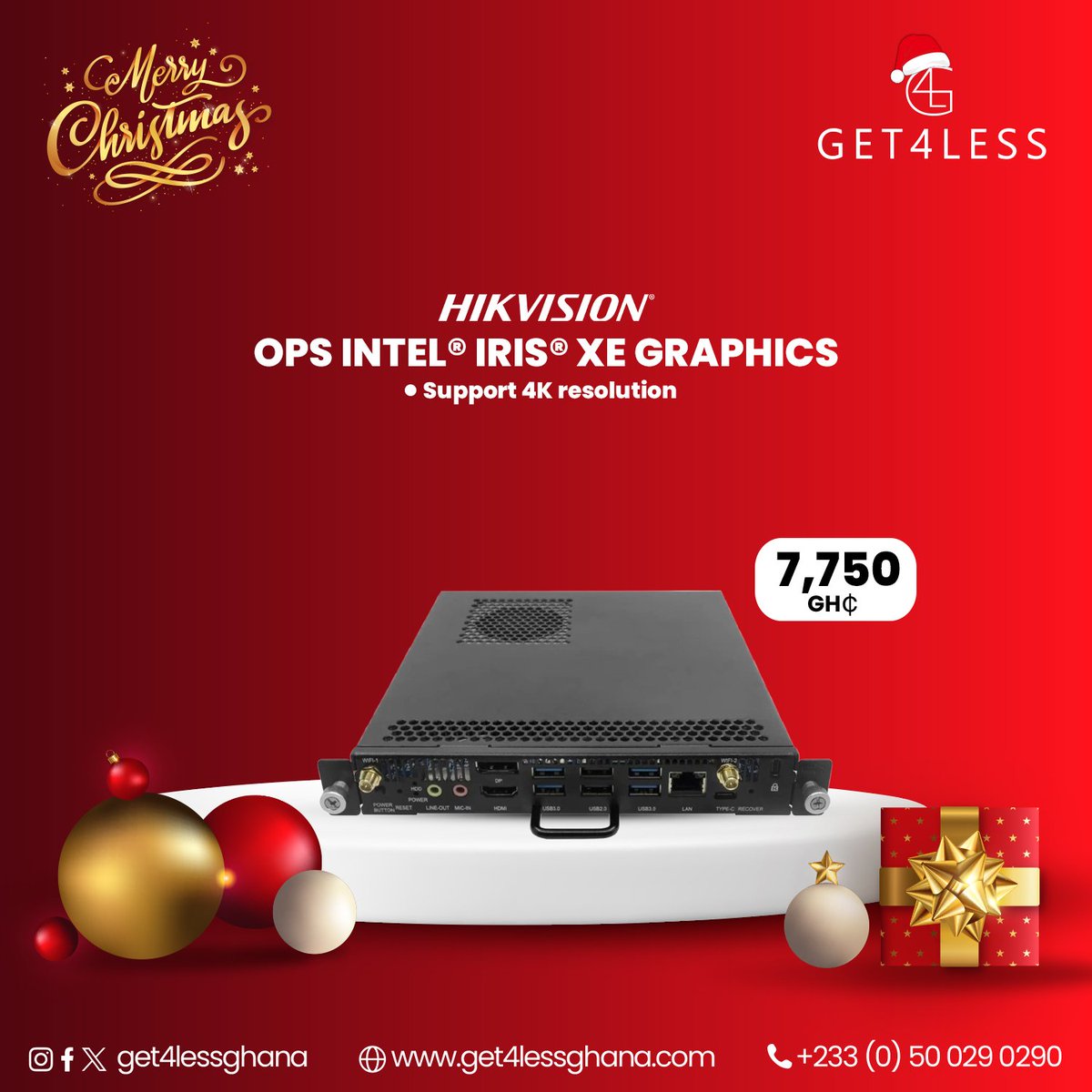 Get4lessGhana's tweet image. Give the gift of stunning visuals this Christmas with OPS Intel® Iris® Xe Graphics, supporting 4K resolution!✨ Elevate your entertainment and work experience with G4L’s
top-tier tech this holiday season!
#Get4LessGhana #Hikvision #IntelIris #UltraUHD
#GraphicPerformance