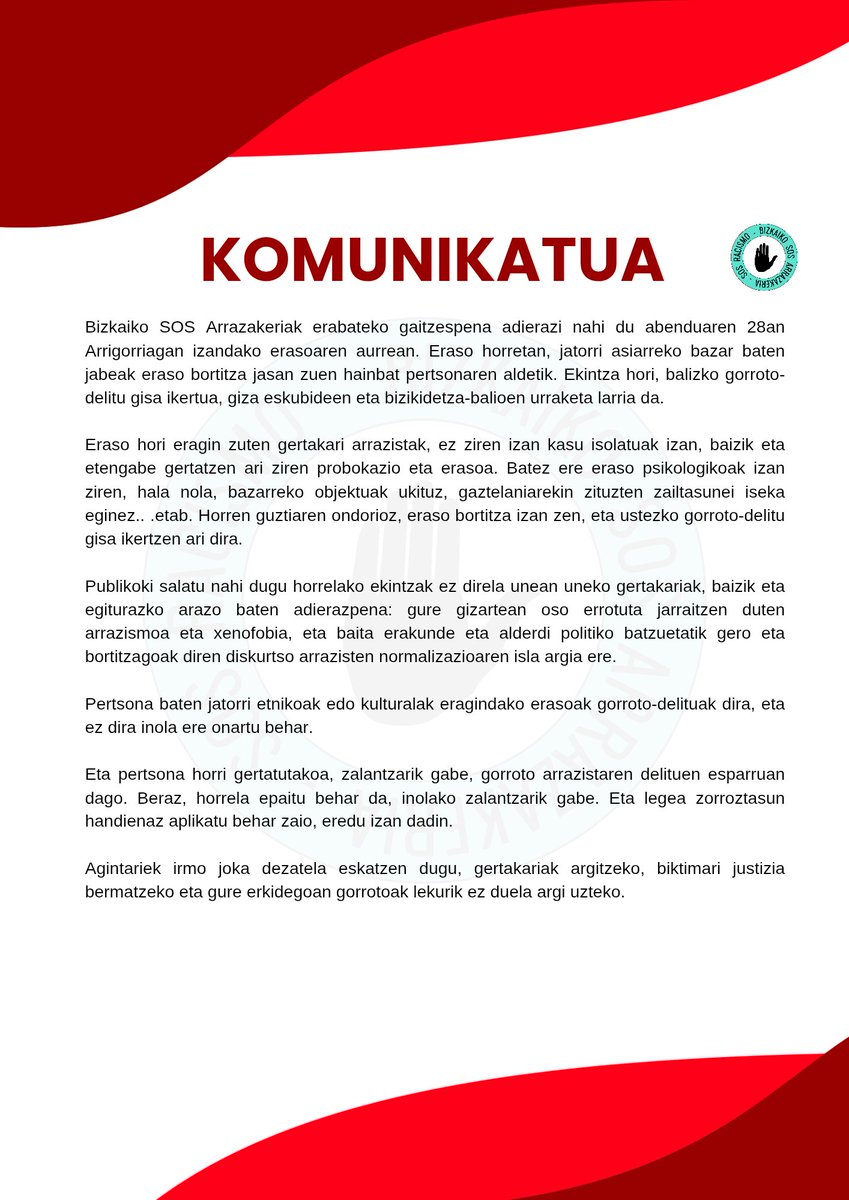 SOS Racismo Bizkaia (@sosracismobiz) on Twitter photo 