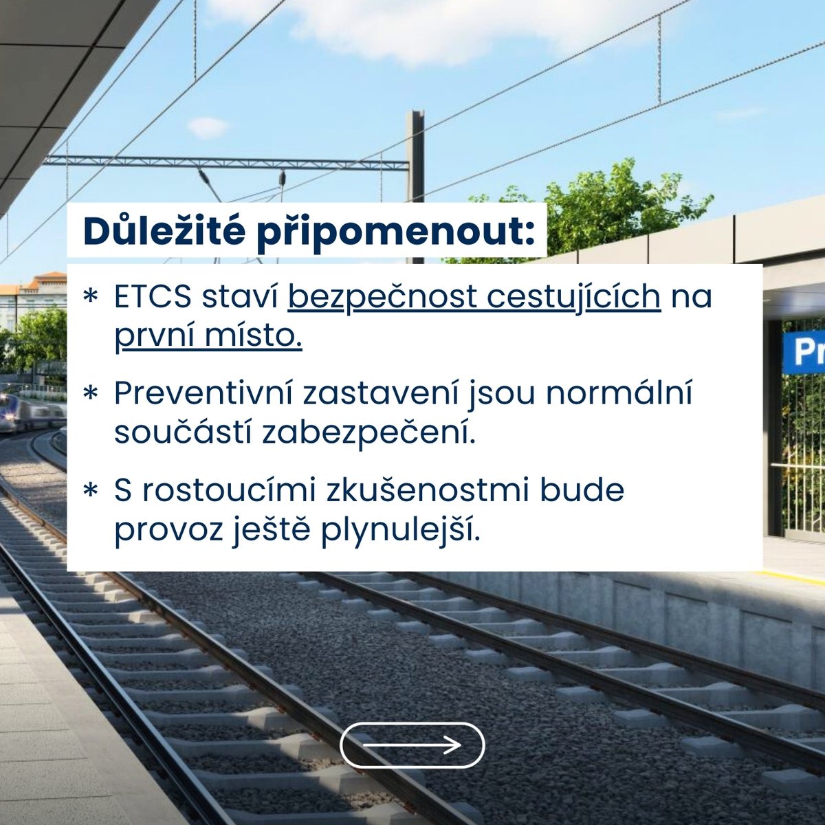 Spravazeleznic's tweet image. 🛡️ Bezpečnost především!

Lepší stokrát zastavit než jednou riskovat. Zjistěte více na 👉 etcsinfo.cz

#InovaceNaŽeleznici #Bezpečnost #ETCS