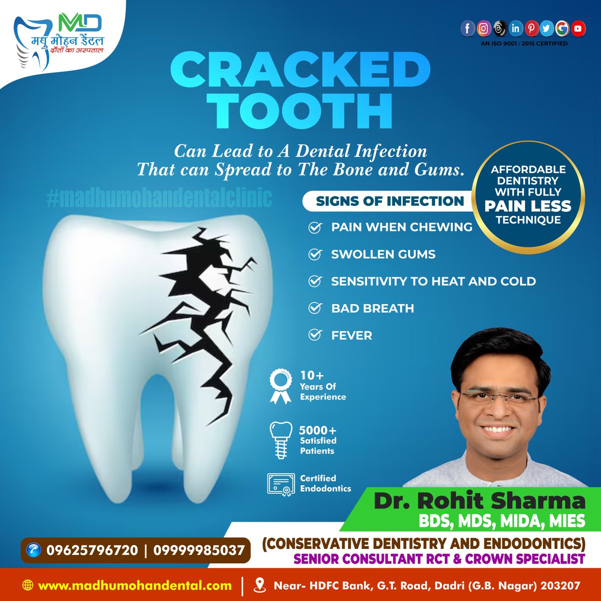 madhu_m_dental's tweet image. Don't let a cracked tooth crack your health! A small break can lead to big problems like gum and bone infections. Act fast, protect your smile! 🦷🚨 
🌐 madhumohandental.com
#madhumohandental #crackedtooth #rootcanaltreatment #dentalimplants #SmileBright #HealthySmile #retire