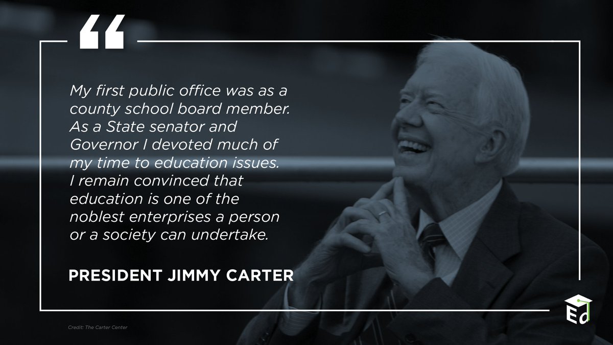 From his first public service on the county school board, to enforcing school integration in Georgia, to establishing the U.S. Department of Education, President Jimmy Carter leaves a legacy of continually raising the bar in education. We celebrate his life &amp; mourn his loss.