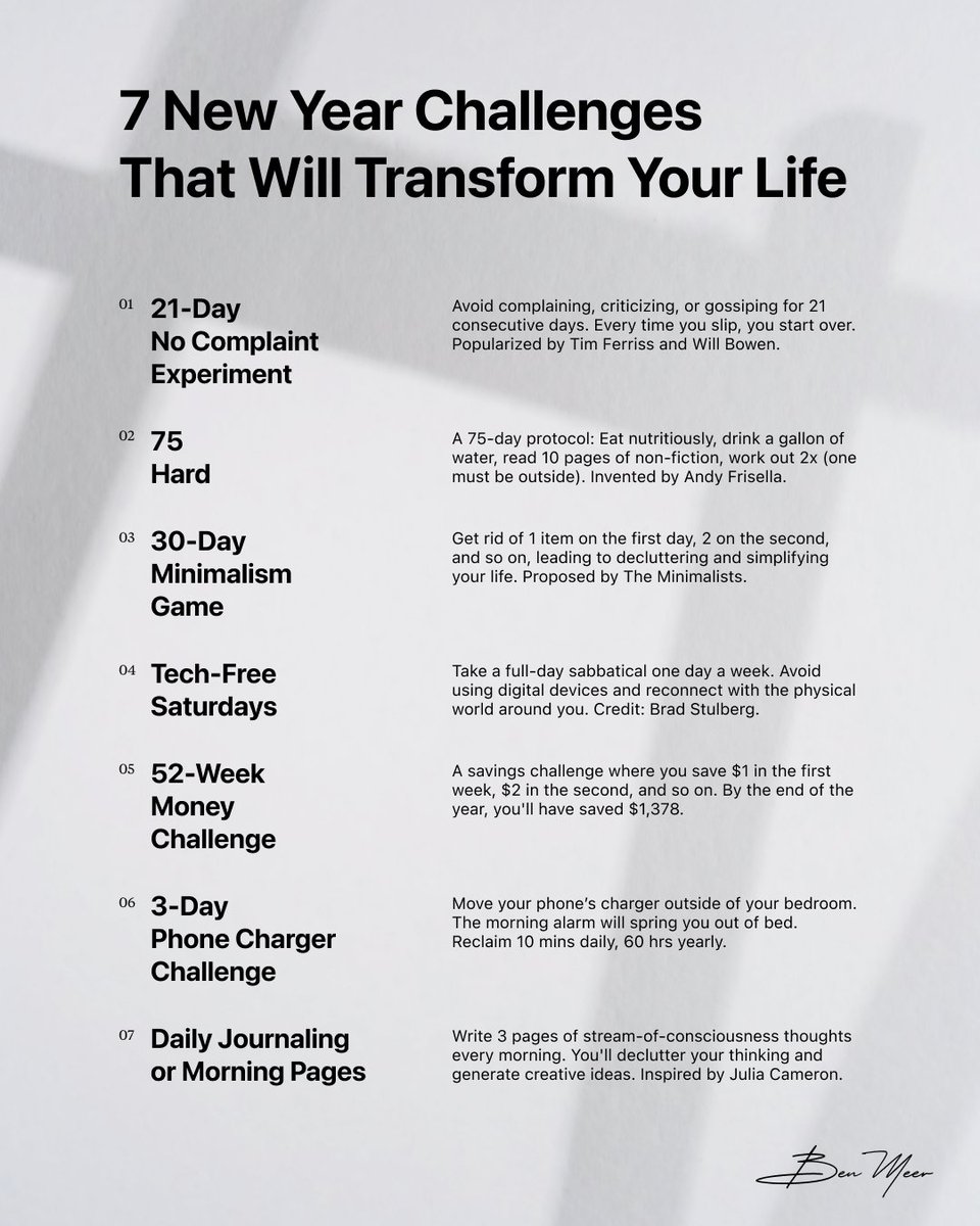 7 self-improvement challenges to change your life in 2025: