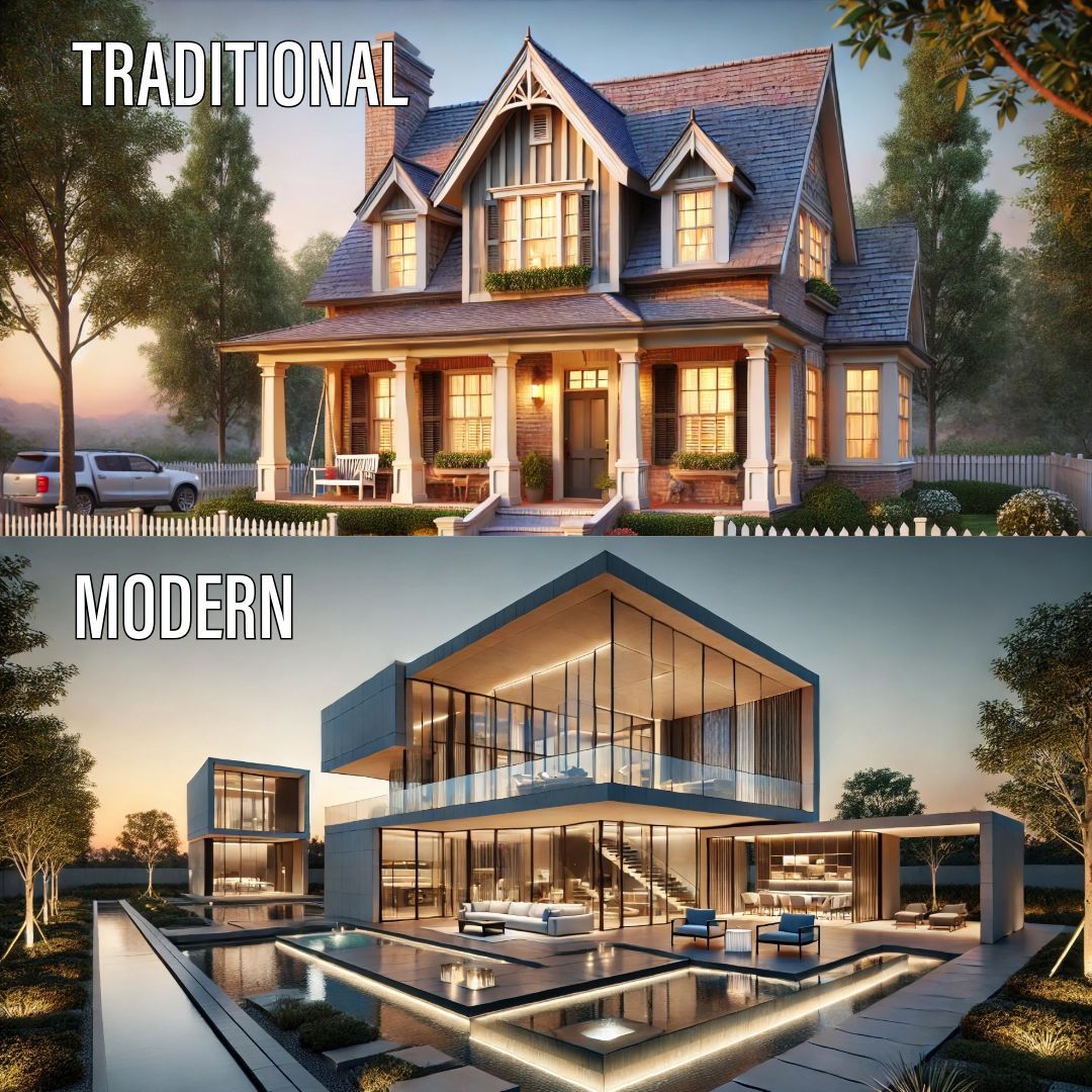paulpgabriele's tweet image. Which house style do you prefer? #1 Traditional or #2 Modern? LMK ⬇️ #housestyle #modernhome #traditionalhome