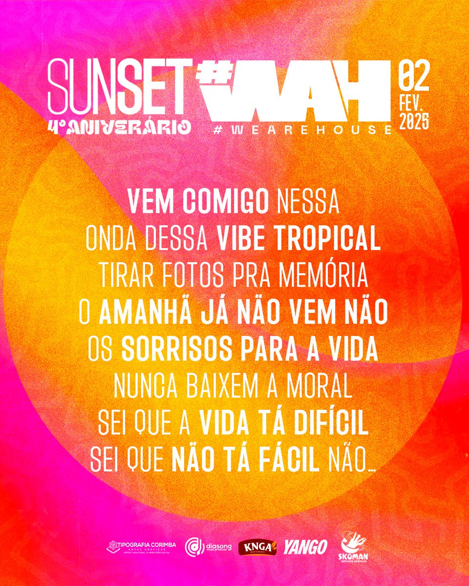WeAreHouseAngol's tweet photo. 𝐒𝐮𝐧𝐬𝐞𝐭 #𝐖𝐞𝐀𝐫𝐞𝐇𝐨𝐮𝐬𝐞 𝟒• 𝐀𝐧𝐢𝐯𝐞𝐫𝐬𝐚́𝐫𝐢𝐨 🎶💛
Dom. 02 de Fevereiro🗓 15h:00🕛
Bar Aberto de Bebidas Frescas🥤🍻
LIVE ACT🎤🎶
INSTAGRAM:⬇
https://t.co/WKAOX72CZl
FACEBOOK:⬇
https://t.co/ryhnhAS1p6
TIKTOK:⬇
https://t.co/DsjdNDjQh3 https://t.co/pzOPj30n97