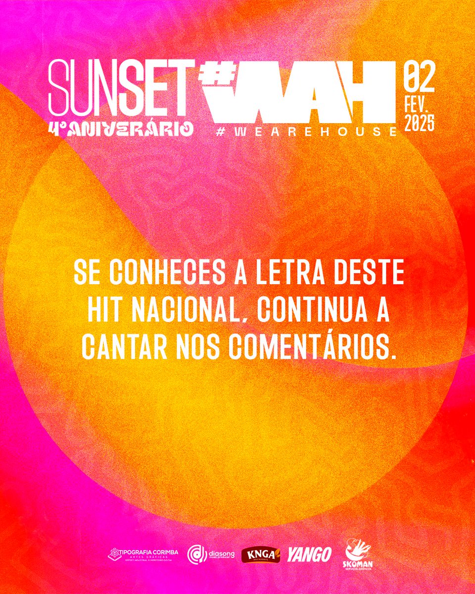 WeAreHouseAngol's tweet photo. 𝐒𝐮𝐧𝐬𝐞𝐭 #𝐖𝐞𝐀𝐫𝐞𝐇𝐨𝐮𝐬𝐞 𝟒• 𝐀𝐧𝐢𝐯𝐞𝐫𝐬𝐚́𝐫𝐢𝐨 🎶💛
Dom. 02 de Fevereiro🗓 15h:00🕛
Bar Aberto de Bebidas Frescas🥤🍻
LIVE ACT🎤🎶
INSTAGRAM:⬇
https://t.co/WKAOX72CZl
FACEBOOK:⬇
https://t.co/ryhnhAS1p6
TIKTOK:⬇
https://t.co/DsjdNDjQh3 https://t.co/pzOPj30n97