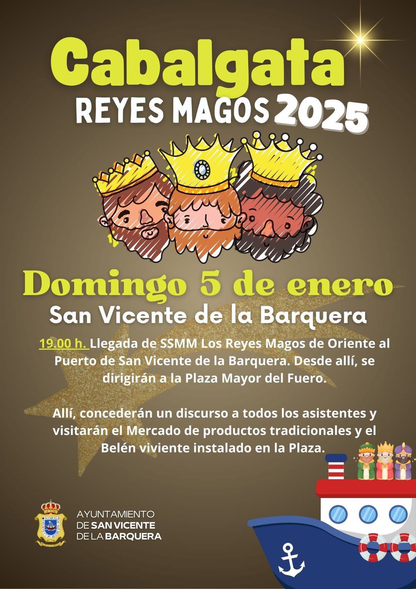 🎁 CABALGATA 2025 👑👑👑

🌟🛥️ El próximo domingo 5 de enero, SSMM Los Reyes Magos de Oriente llegarán a San Vicente de la Barquera en barco. 

#SanVicentedelaBarquera