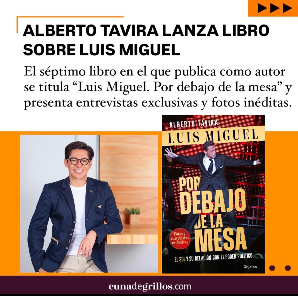 🙏 Este 2024 me deja la enorme satisfacción de haber publicado mi libro sobre LUIS MIGUEL. 

👉 “LUIS MIGUEL. POR DEBAJO DE LA MESA”, fue editado bajo el sello Grijalbo en septiembre de 2024.  

👉 En este libro se muestra, a través de una investigación periodística, los vínculos