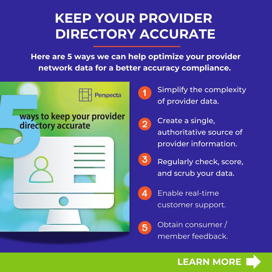 GoPerspecta's tweet image. Our latest eBook reveals 5 proven strategies to simplify #providerdirectory management and enhance member satisfaction. From leveraging AI for real-time support to creating a single source of truth, these insights can transform your orgs efficiency.
🔗 hubs.ly/Q030ps3t0