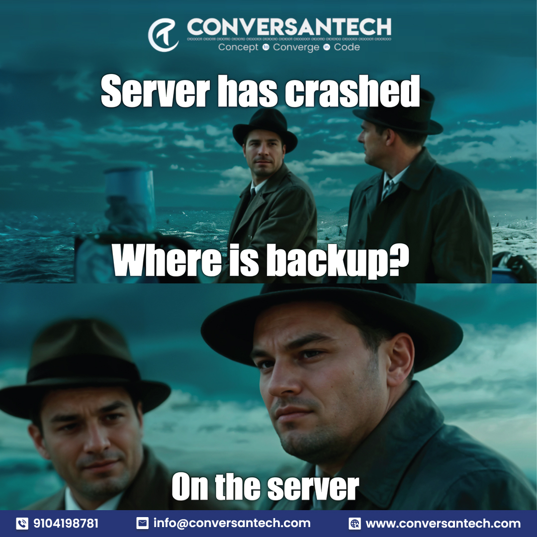 conversantech's tweet image. 💻✨ When your server crashes, and the backup is on the same server... 🤦‍♂️🎭

👨‍💻: &quot;Where’s the backup?&quot;
🧑‍🔧: &quot;On the server...&quot; 😱

Tech Rule #1: Backups don’t live where the chaos happens! 🚨⚠️
😂 Who’s been there?

#Conversantech #ServerFails 💾 #ITStruggles 🖥️ #TechHumor 😂