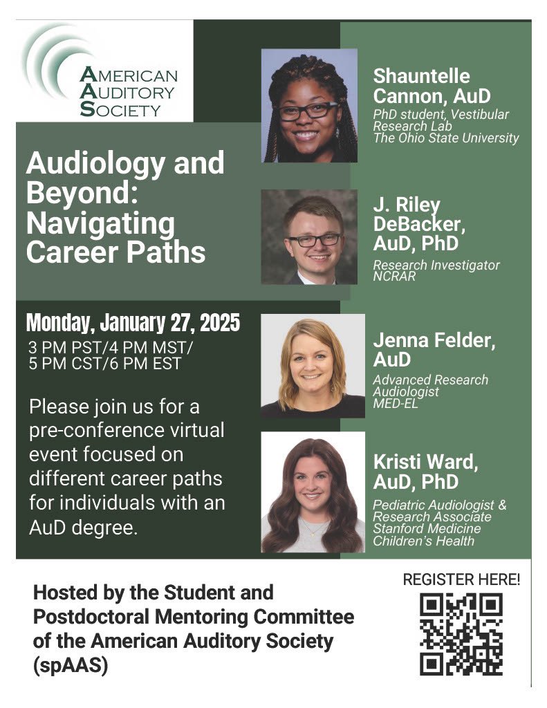 Join us, Monday, January 27th, for a pre-conference virtual event focused on different career paths for individuals with an AuD degree!