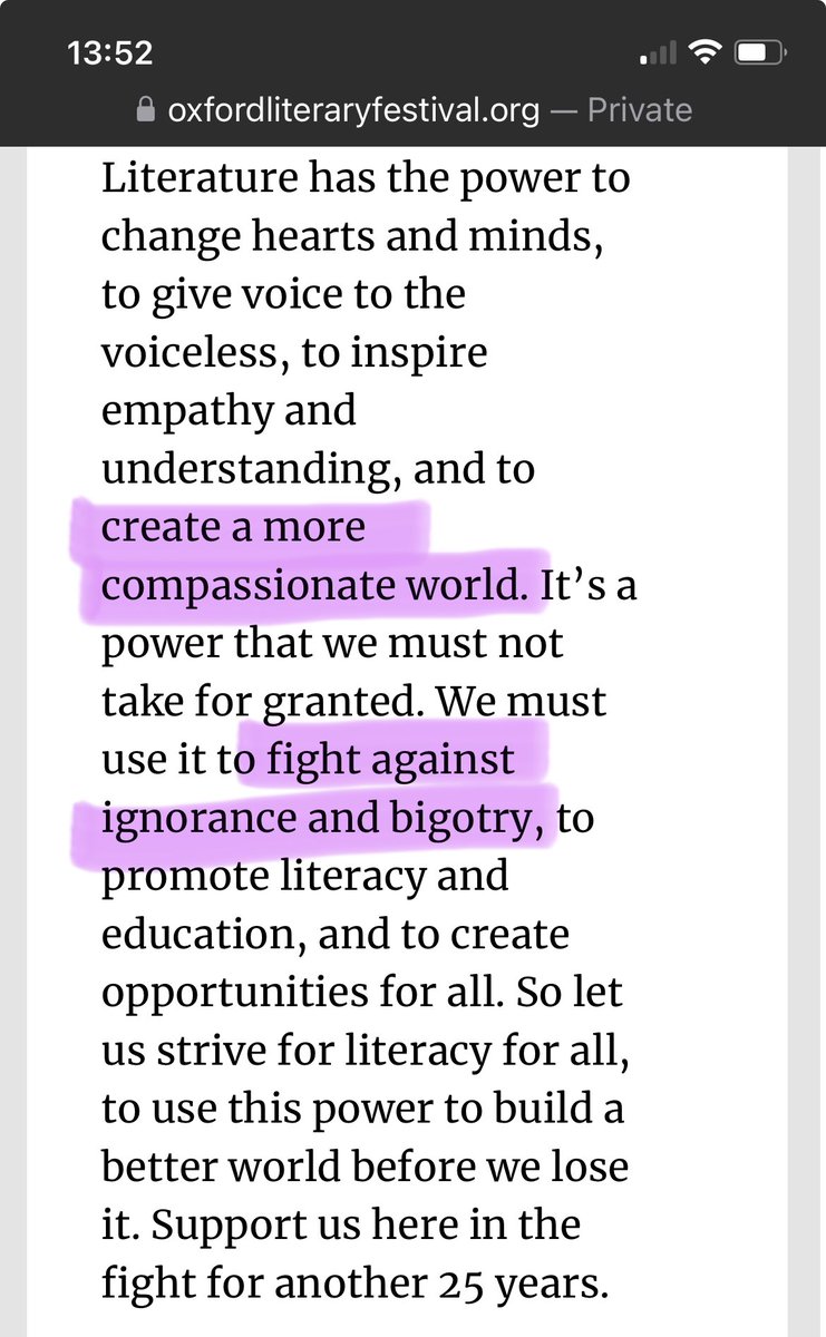 TiggerishJen's tweet photo. @bindelj @oxfordlitfest @oxfordlitfest I thought you wanted to “create a more compassionate world” and “fight against ignorance and bigotry”? Giving these hateful people a platform goes directly against this. https://t.co/nOgE72GZEC