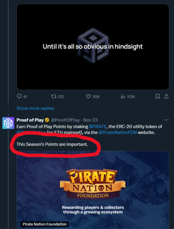 I'm a simple man: I see <a href="/ProofOfPlayFDN/">Proof of Play Foundation</a>, I stake more.