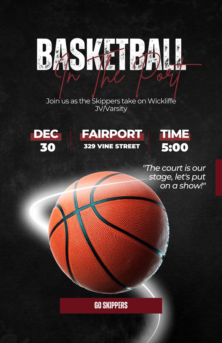 Skipper Boys take on Wickliffe In the Port Tonight! 5:00 pm JV/Varsity!